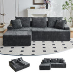 115.7" L Shaped Modular Sectional Sofa with Ottoman, Cloud Boneless Couch, Upholstered Sofa in a Box, Flexible Module Combination for Living Room, No Assembly, Grey