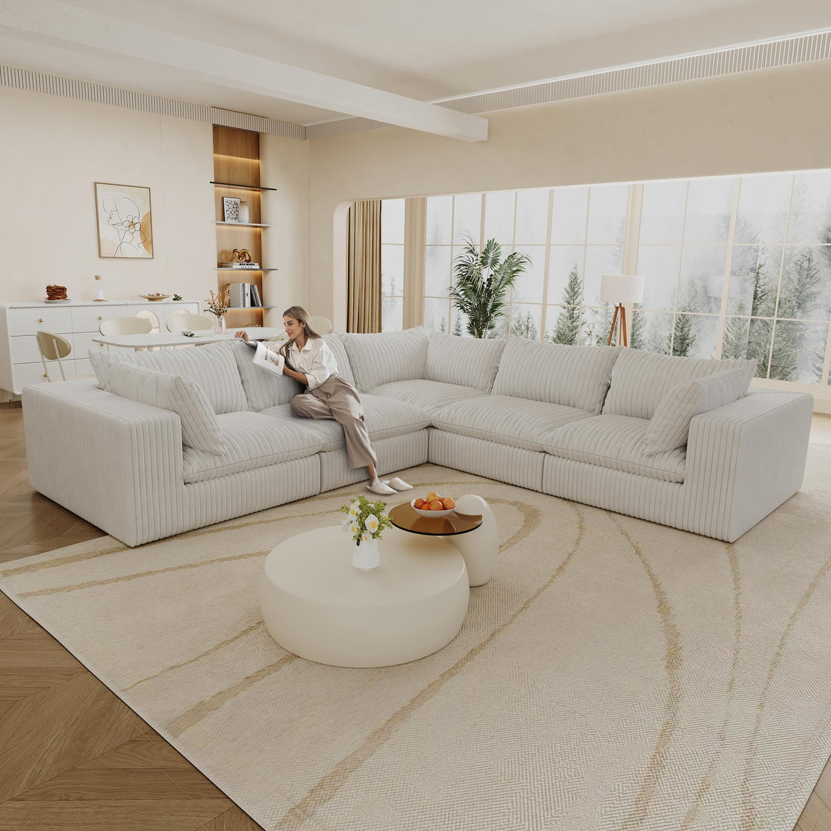 100.39" Modular Sectional Sofa with Flexible Layout, No Assembly Required