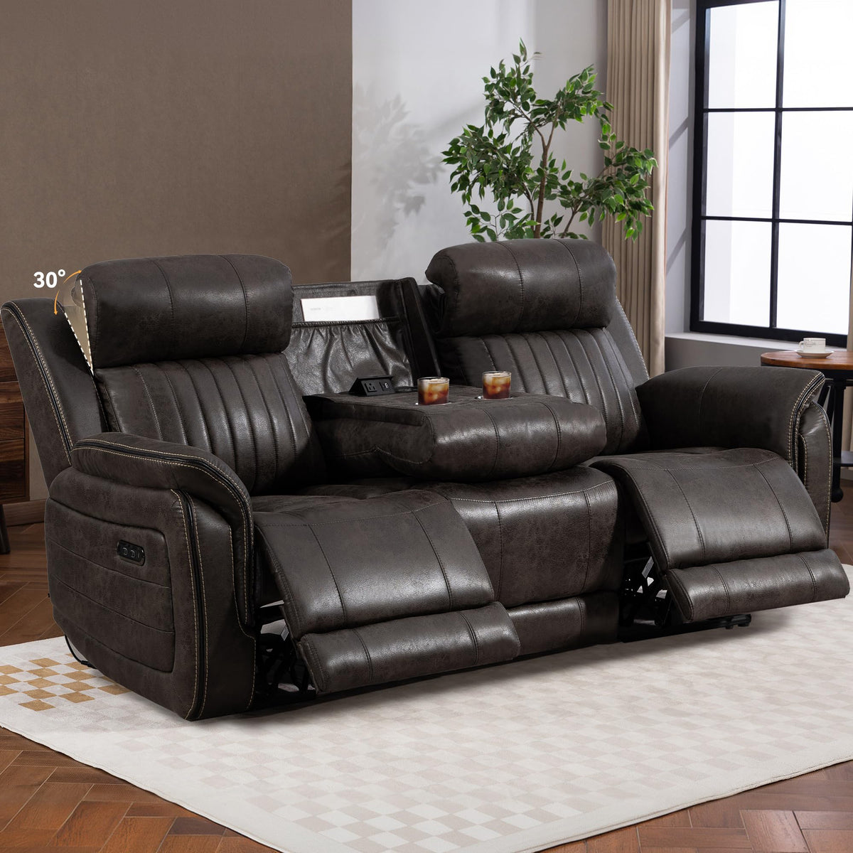 Zero Gravity Power Reclining Loveseat Sofa with Adjustable Headrests, Power Loveseat Recliner with Console, Electric 2-Seater Recliner Couch with Charging Port for Living Room (Velvet, Blue)