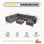 128'' Modular Sectional Sofa, 8 Seater Sectional Sofa,Chenille Modern Couch with Removable Covers, U Shaped Sofa Bed with Storage, L Shaped Cloud Couches with Ottoman, Grey Couches for Living Room