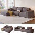 109" L-Shaped Corduroy Oversized Sectional Sofa w/Ottoman, Brown