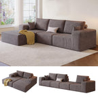 109" L-Shaped Corduroy Oversized Sectional Sofa w/Ottoman, Brown
