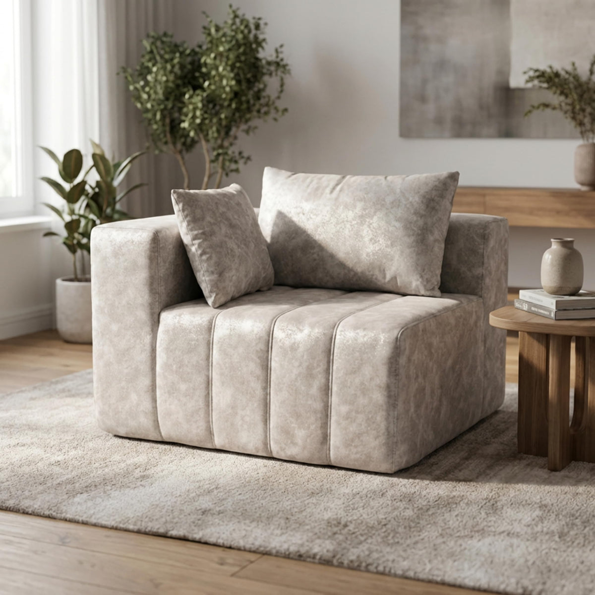 · REDEARTH · Boneless L Shaped Sectional Sofa in a Box, 5 Seater - Oyster