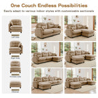 107" Modular Sectional Sofa, Comfy U Shaped Cloud Couch with Ottoman, Chenille Sofa Sleeper Deep Seat Sofas with Throw Pillows for Apartment-Camel
