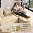 107" U-Shaped Modular Boneless Sectional Sofa with Curved 2 Ottomans, Camel