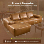 114" Brown Left Facing Sectional Couch with Chaise,Faux Leather Sectional Couch No Assembly Required,Boneless L Shaped Couch for Living Room
