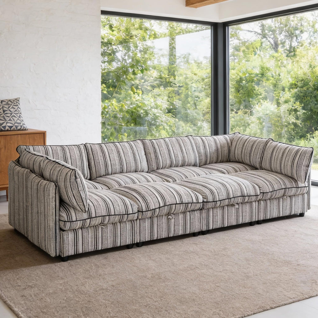 125" Oversized Modular Sectional Sofa with Storage,Convertible L/U-Shaped Chenille Cloud Couch with Reversible Chaise, 8 Seater Storage Sectional Sofa for Living Room