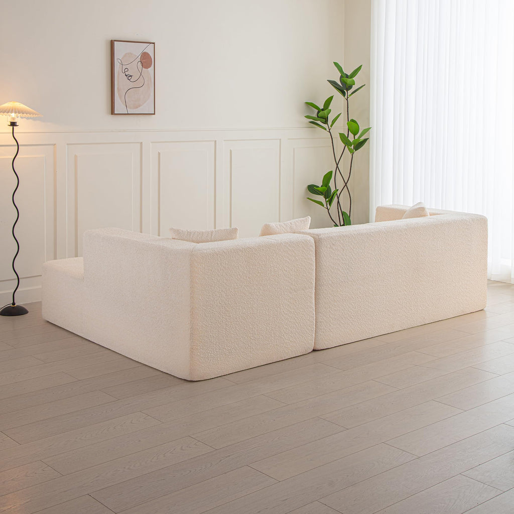 105.5" Modular L Shaped Sectional Floor Couch, Deep Seat Tufted Comfy Sofa Set with Chaise for Living Room