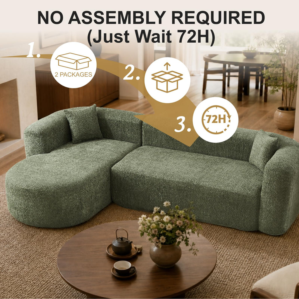 109.4" Oversized Boneless Sectional Couch with L-Shaped Chaise,Green Left