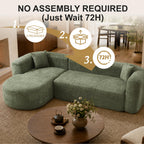 109.4" Oversized Boneless Sectional Couch with L-Shaped Chaise,Green Left