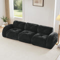U-Shaped Boneless Sofa, Tufted 32d High Density Sponge Bottom, Anti-Slip Design, No Assembly Required, Free Combination, Movable Ottomans for Living Rooms, Home Theater, Blue