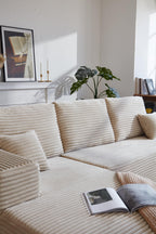 105.7" Cloud Sectional Couch with U Shaped Chaise,Modular Sofa with Deep Seat, Upholstered Couches for Living Room Bedroom,No Assembly Required,(Plush Fabric),Beige JB748