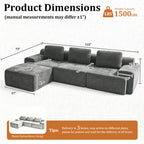 122" L-Shaped Modular Sectional Sofa, Oversized Boneless Cloud Couch for Living Room with Extra Deep Seat & High Back, Tool-Free No Assembly, Soft Chenille (Dark Grey, 122 inch-L Shaped（3+1）)