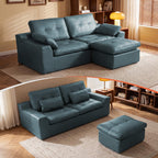 108" L-Shaped Modular Boneless Couch for Living Room,Faux Leather Sofa Bed