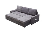 Tidyard MGEA Modern L-Shaped Sofa Bed with Chaise, Reversible Sectional with Pull-Out Bed & Storage, 4-Seater Linen Fabric Convertible Couch for Living Room, Dark Grey