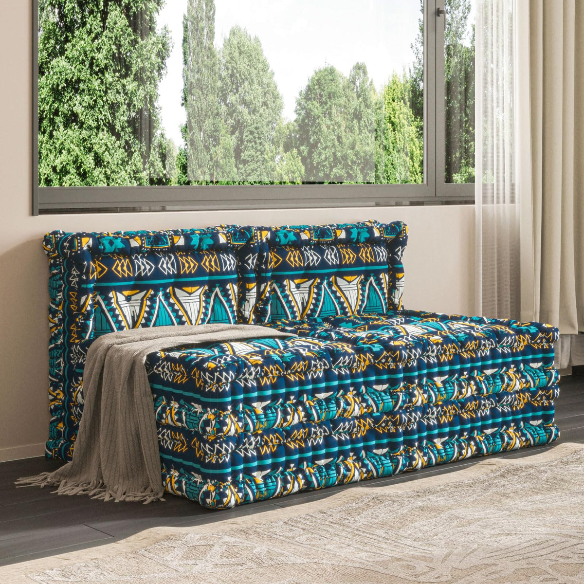 WOWMAX 3 Sets Floor Sofa Couch Bed Convertible Lazy Sofa Sleeper Bed, Floor Chair Bed Mattress Oversized Floor Pillow Ideal for Reading & Gaming, Home Decoration, Deep Blue