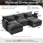 113.4" U-Shaped Modular Sectional Sofa with Ottoman