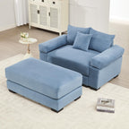 130" Oversized Modular 3-Seater Sectional Sofa, Cloud Corduroy Fabric with Extra-Thick Armrests, Ergonomic Deep Seat Couch for Living Room, Easy Assembly Sofas for Living Room(Cream)
