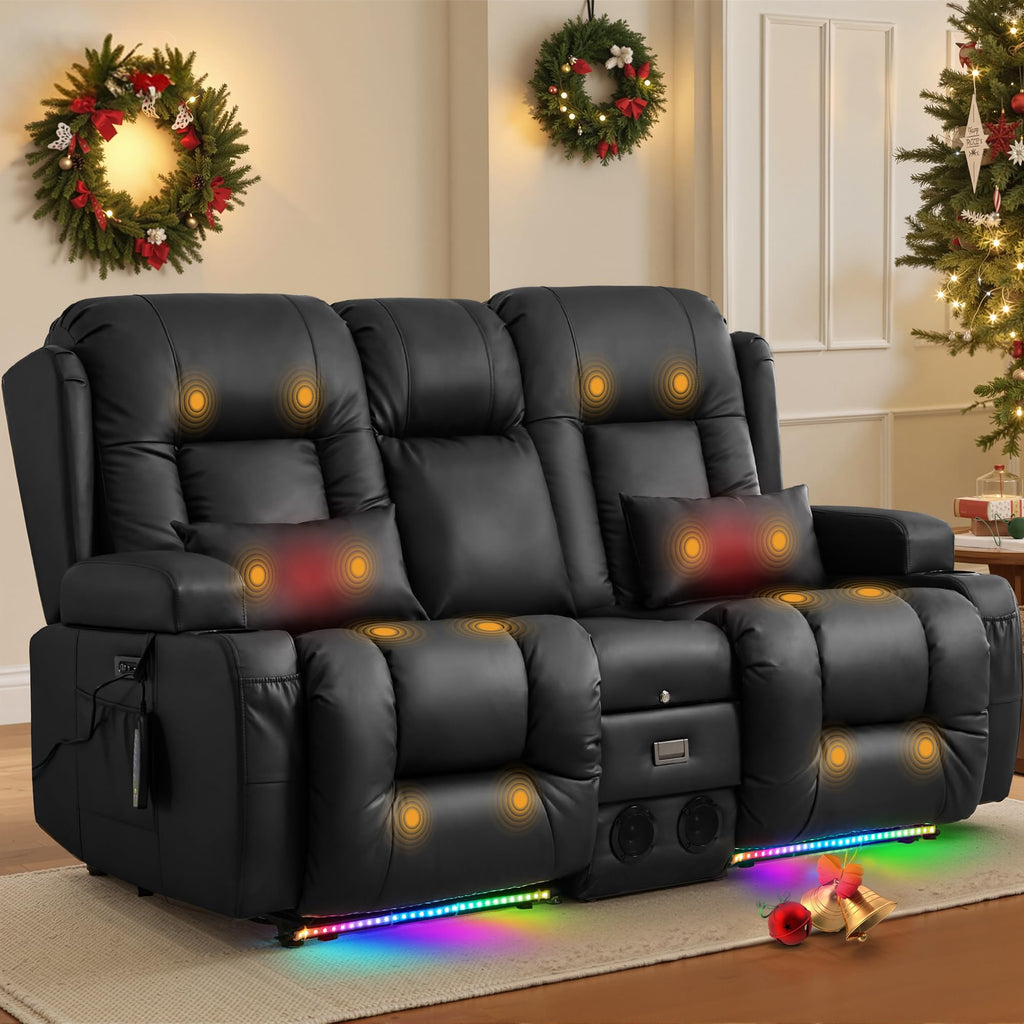 TUNYI Power Loveseat Recliner Sofa with Massage & Heat