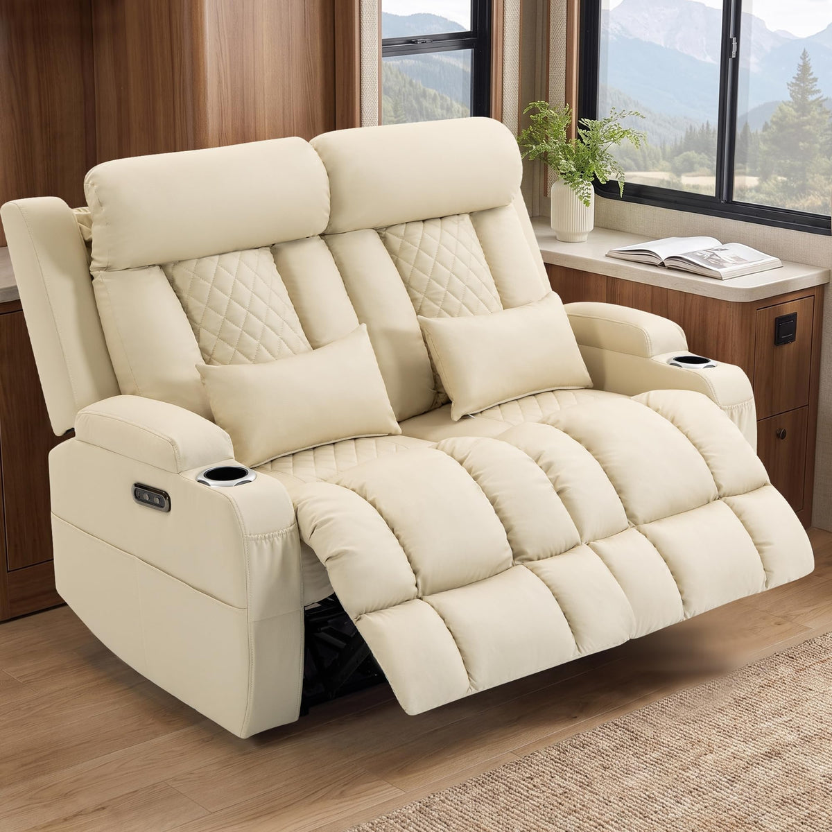 Wall Hugger Power Reclining Sofa w/ Adjustable Headrest, Gray