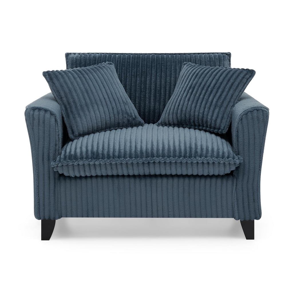 Tidyard Lazy Sofa Chair, Blue Single-Person Recliner with Armrests, Tufted Corduroy Upholstery, Soft Cushion & Ergonomic Back Support for Living Room or Bedroom