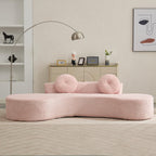 105.5''Curved Sofa, Sofa, Cloud Couch Sofa 3 4 Seater Couch with 2 Pillows,Bedroom, No Assembly Required, Point Shaped Corduroy,(Anti Wrinkle),Pink TJ275