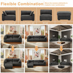 130" Sectional Couches for Living Room Boneless Couch Upholstered Cloud Couch Sectional Modular Sectional Sofa with L Shaped (Dark Grey, 3 Seat+1 Ottoman)