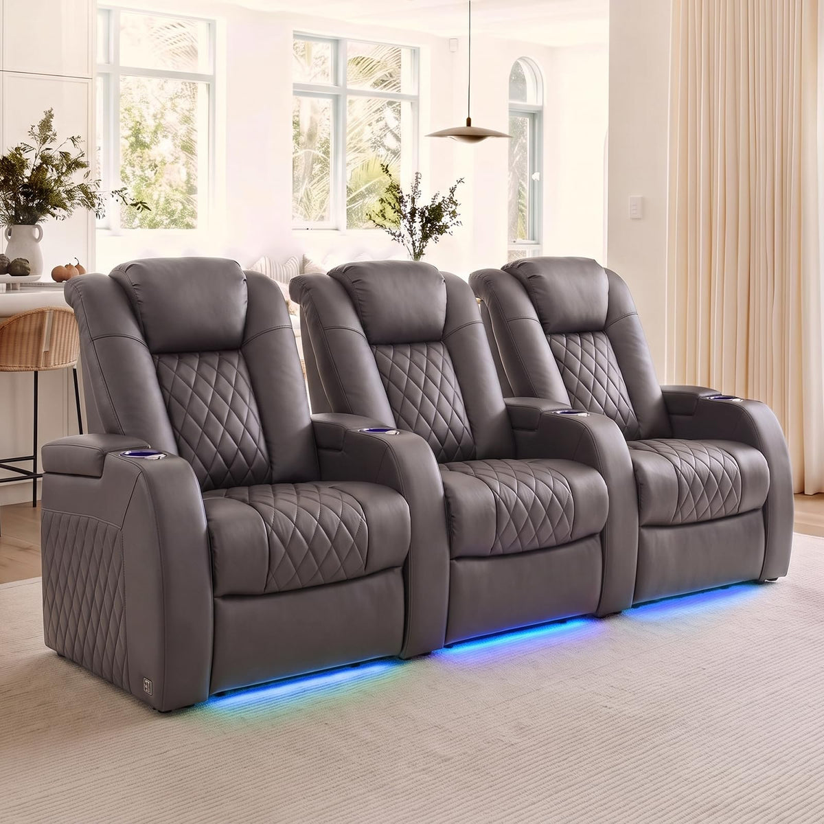 Weilianda Power Reclining Sofa for Living Room, Grey