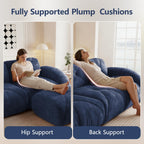 U-Shaped Boneless Sofa, Tufted 32d High Density Sponge Bottom, Anti-Slip Design, No Assembly Required, Free Combination, Movable Ottomans for Living Rooms, Home Theater, Blue