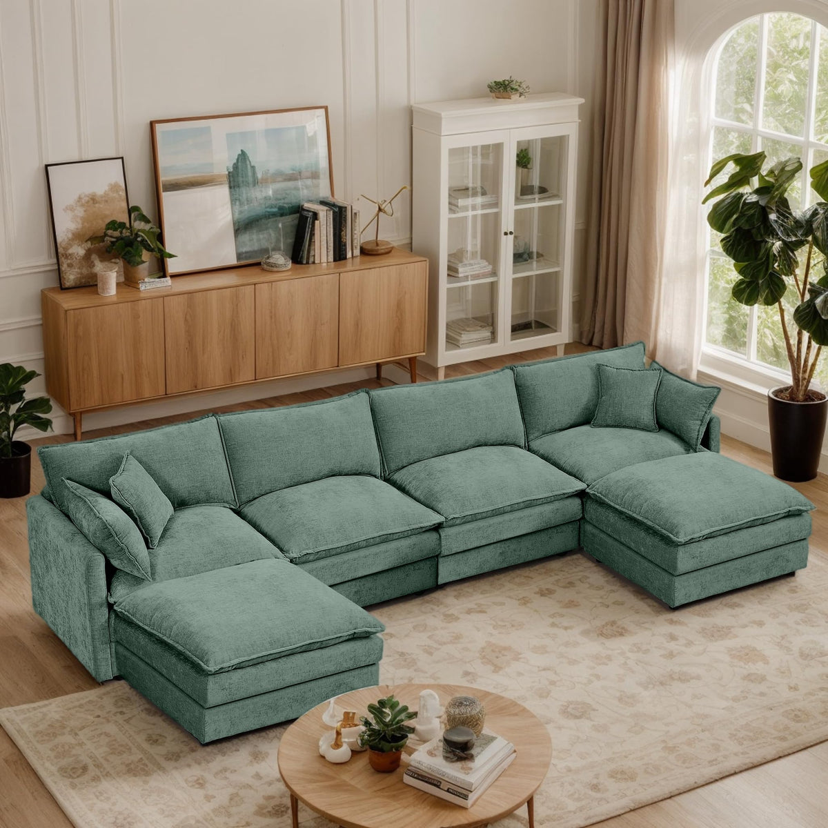 106.3" Chenille Modular Sectional Sofa,Convertible Cloud Couch