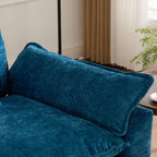 Wider Armrest LoveSeat (Ottoman is not Included), Sectional Couch, for Living Room Bedroom and Apartment, Comfy Double Layer Upholstered Seat Cushion, Breathable Chenille Fabric, Blue,SW5042BL RG696