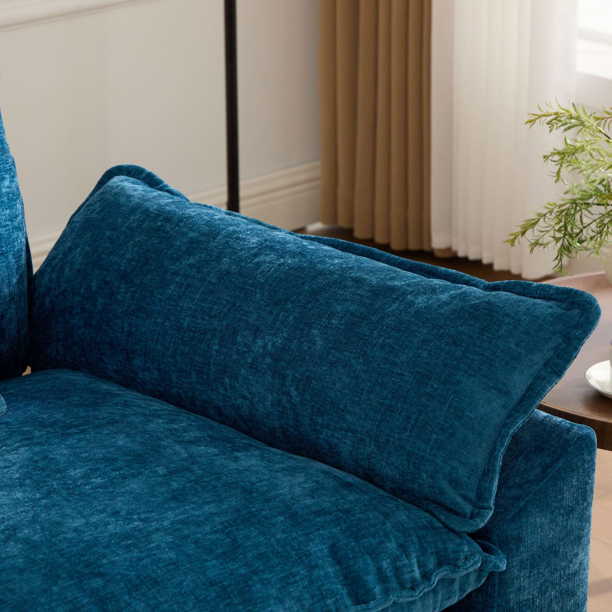 Wider Armrest LoveSeat (Ottoman is not Included), Sectional Couch, for Living Room Bedroom and Apartment, Comfy Double Layer Upholstered Seat Cushion, Breathable Chenille Fabric, Blue,SW5042BL RG696