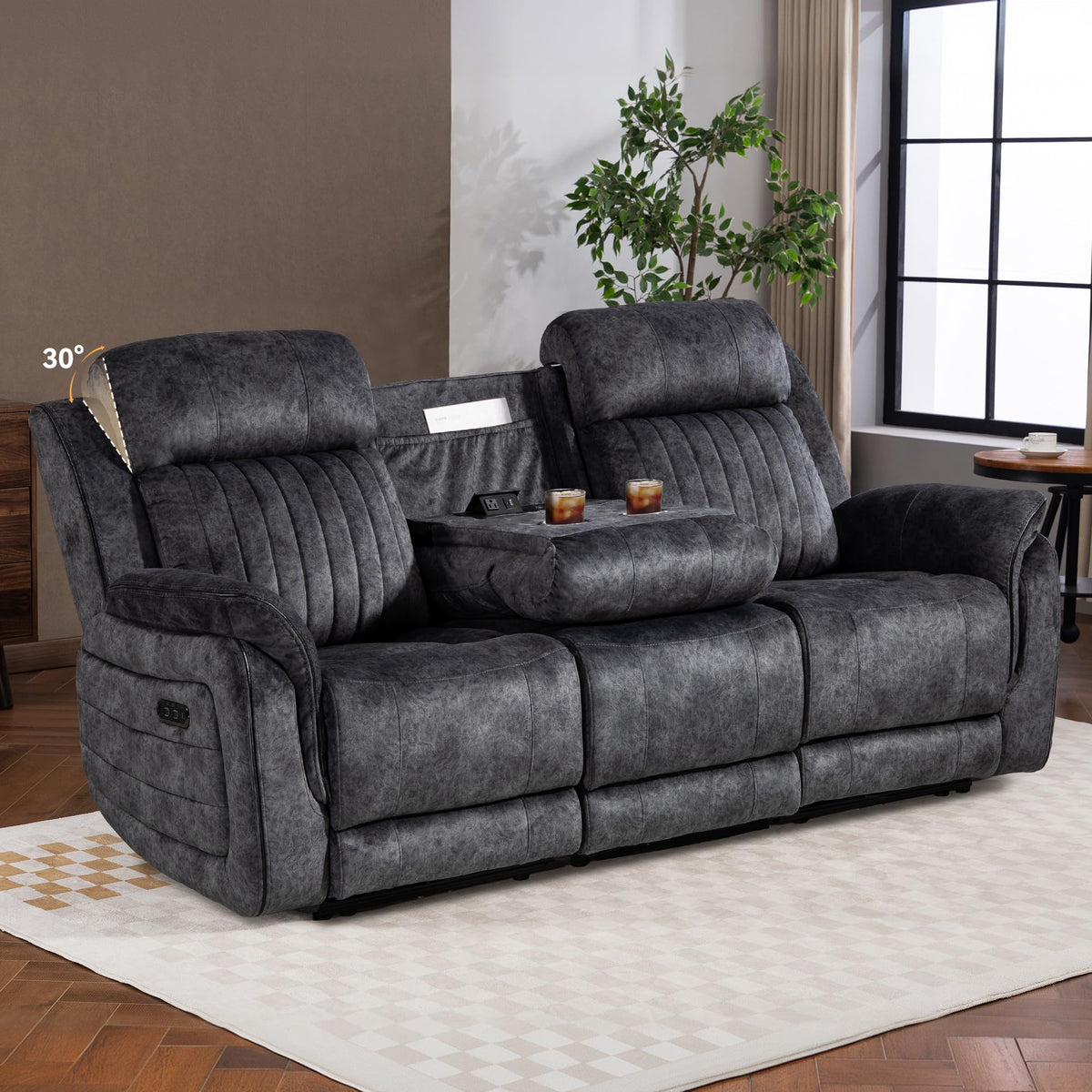 Zero Gravity Power Reclining Loveseat Sofa with Adjustable Headrests, Power Loveseat Recliner with Console, Electric 2-Seater Recliner Couch with Charging Port for Living Room (Velvet, Blue)