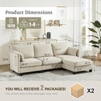 VidaNaticle 95" Boneless Modular Sectional Cloud Couch, Beige