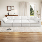 108" Modular Sectional Sofa with Movable Ottoman, No Assembly Required Boneless Cloud Couch, Deep Seat L Shaped Sectional Couches for Living Room, Bedroom and Apartment, White