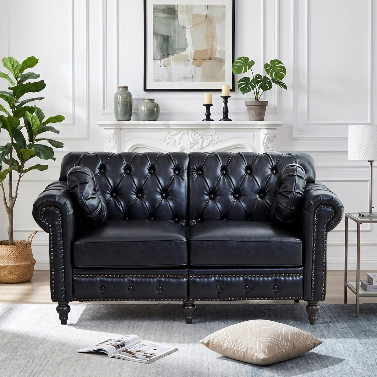 XUZENEST 3-Piece Chesterfield Sofa Set with 3-Seater Sofa&Loveseat&Chair