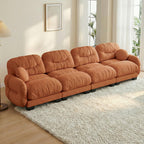 116" U Sectional Couches for Living Room, 3 Seater Modular Couch with 2 Ottoman, Cloud Sofa with Soft Chenille Fabric, High-Density Foam Cushion, Living Room Furniture, Beige