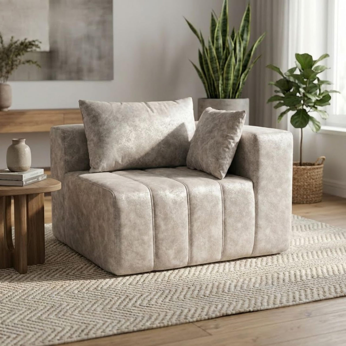· REDEARTH · Boneless L Shaped Sectional Sofa in a Box, 5 Seater - Oyster