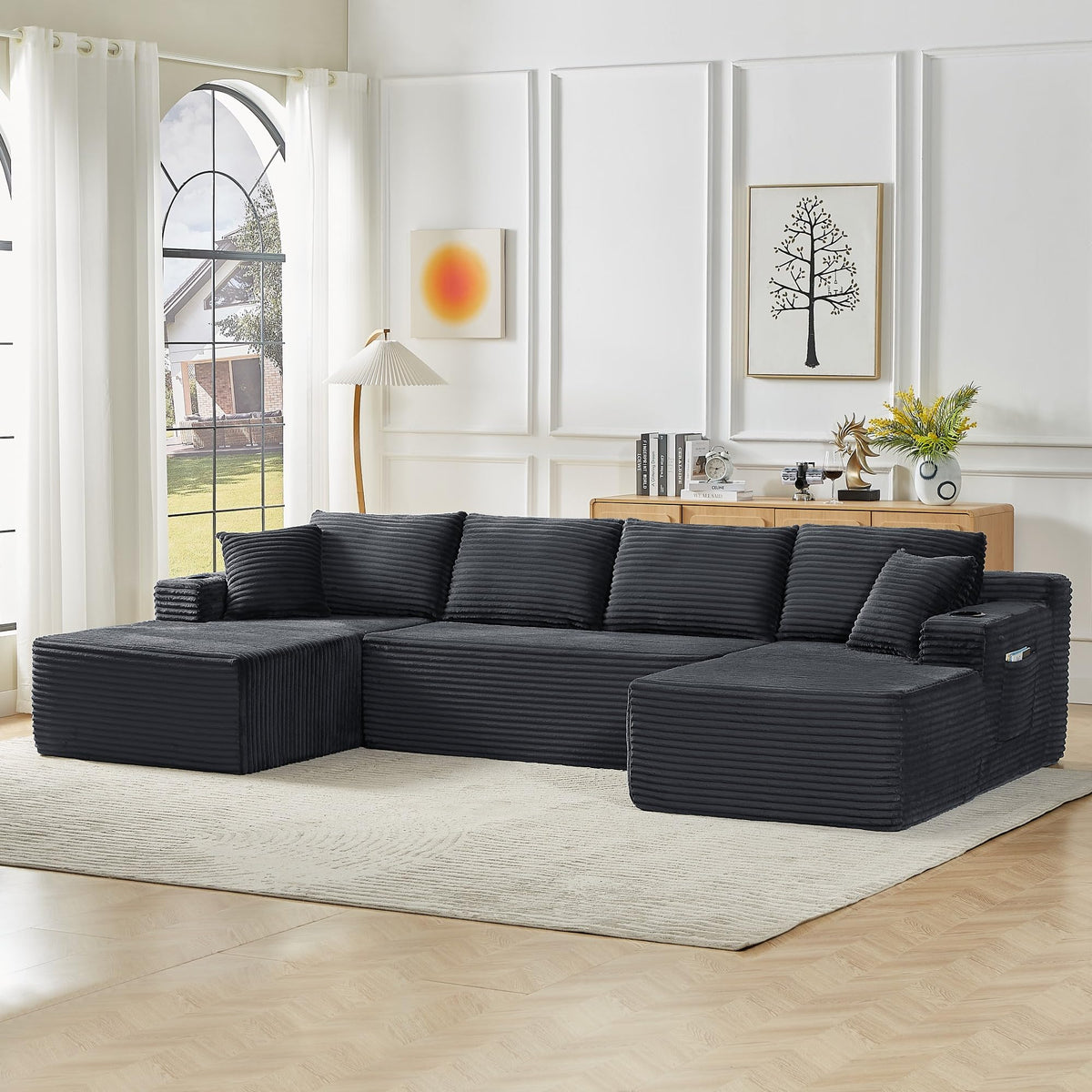 125" Modular Sectional Sofa,Cloud Sectional Couch with Deep Seat,Boneless Couches for Living Room,No Assembly Required-Green