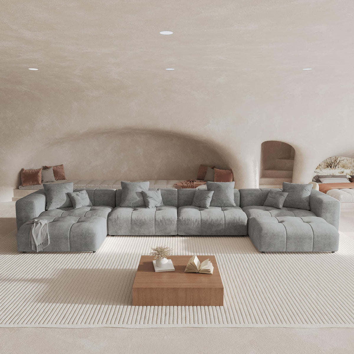 WJShome 144" Oversized Sectional Couches for Living Room,5 Seater Corner Couch Sleeper Sofa, Modern V Shaped Sofa with Deep Seat for Living Room,Spacious Space,White
