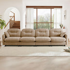 107" Modular Sectional Sofa, Comfy U Shaped Cloud Couch with Ottoman, Chenille Sofa Sleeper Deep Seat Sofas with Throw Pillows for Apartment-Camel