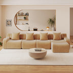 115.3" Modular Sectional Couches for Living Room, Teddy Deep Seat Sofa, 3 Seater Boneless Couch with 2 Ottoman,Orange