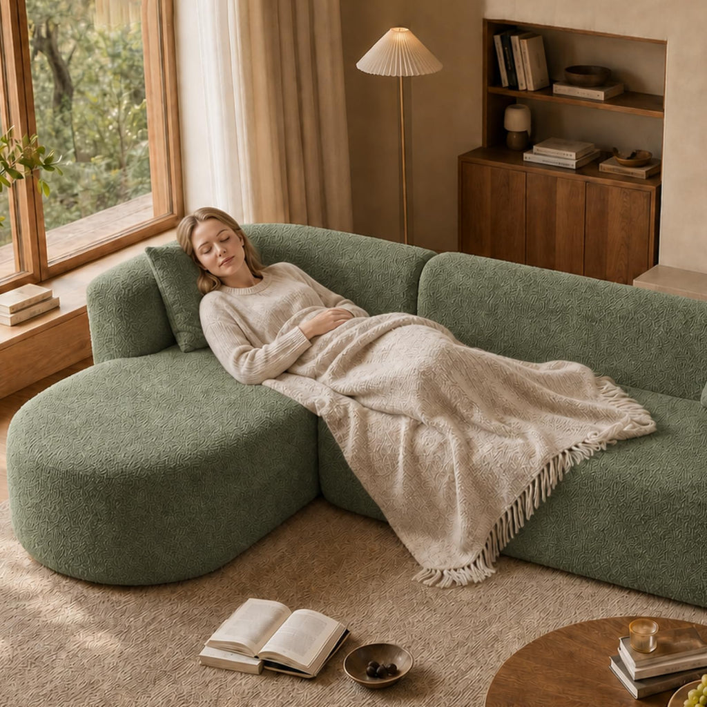 109.4" Oversized Boneless Sectional Couch with L-Shaped Chaise,Green Left