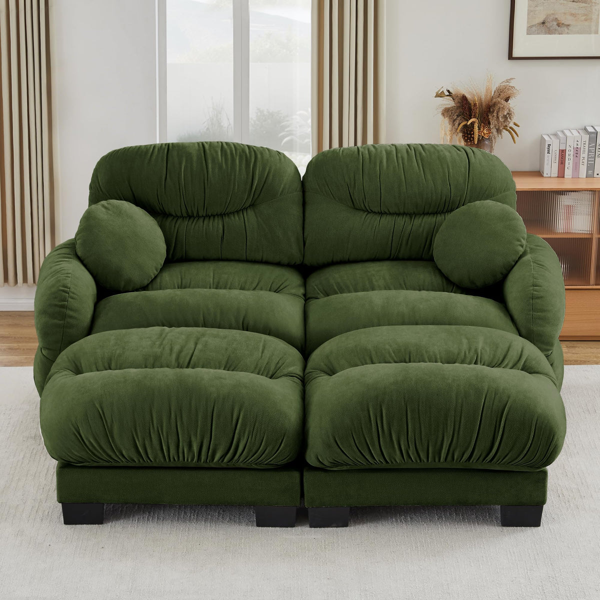 116" Cloud Modular Chenille L Shaped Sectional Sofa with Ottoman, Deep Seat Cloud Couch with Interlocking Metal Connectors for Modern Living Room (Beige, 3S+1O)