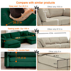 115" Oversize Modular Cloud Couch Sectional - Deep Seat U-Shaped Sofa, 3 Seats with 2 Ottomans,Pet-Friendly Fabric,Green Corduroy
