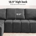 116" Modular Boneless Couch for Living Room, Modern Sectional Chenille Sofa with Oversized Deep Seat,Cloud Couch with L-Shape Chaise,No Assembly Required,Gray