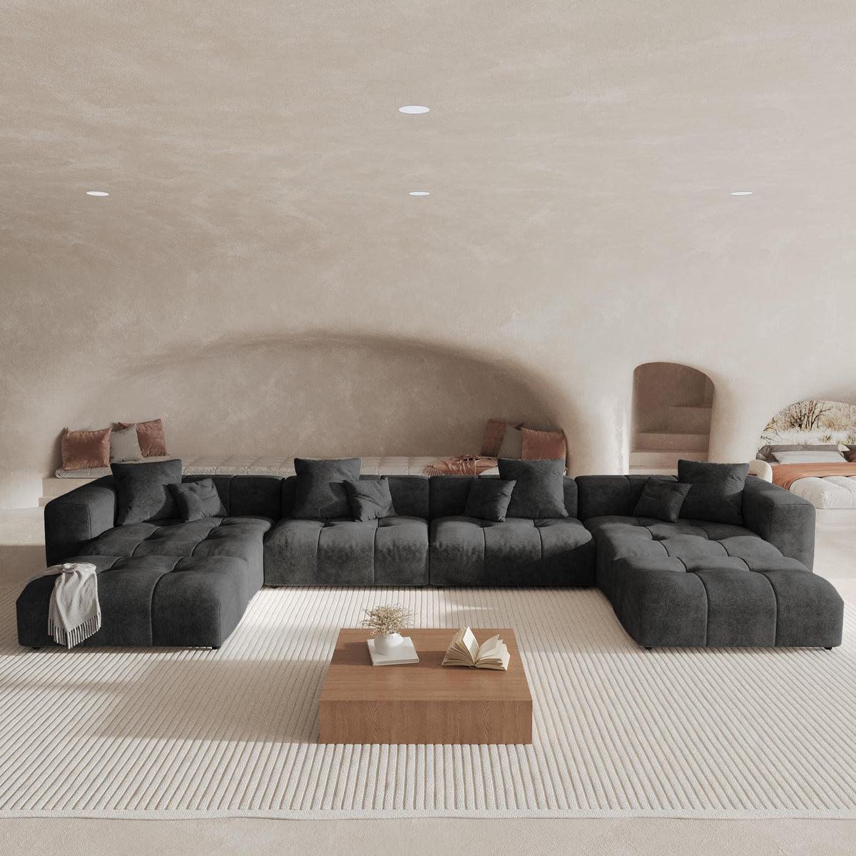 WJShome 144" Oversized Sectional Couches for Living Room,5 Seater Corner Couch Sleeper Sofa, Modern V Shaped Sofa with Deep Seat for Living Room,Spacious Space,White