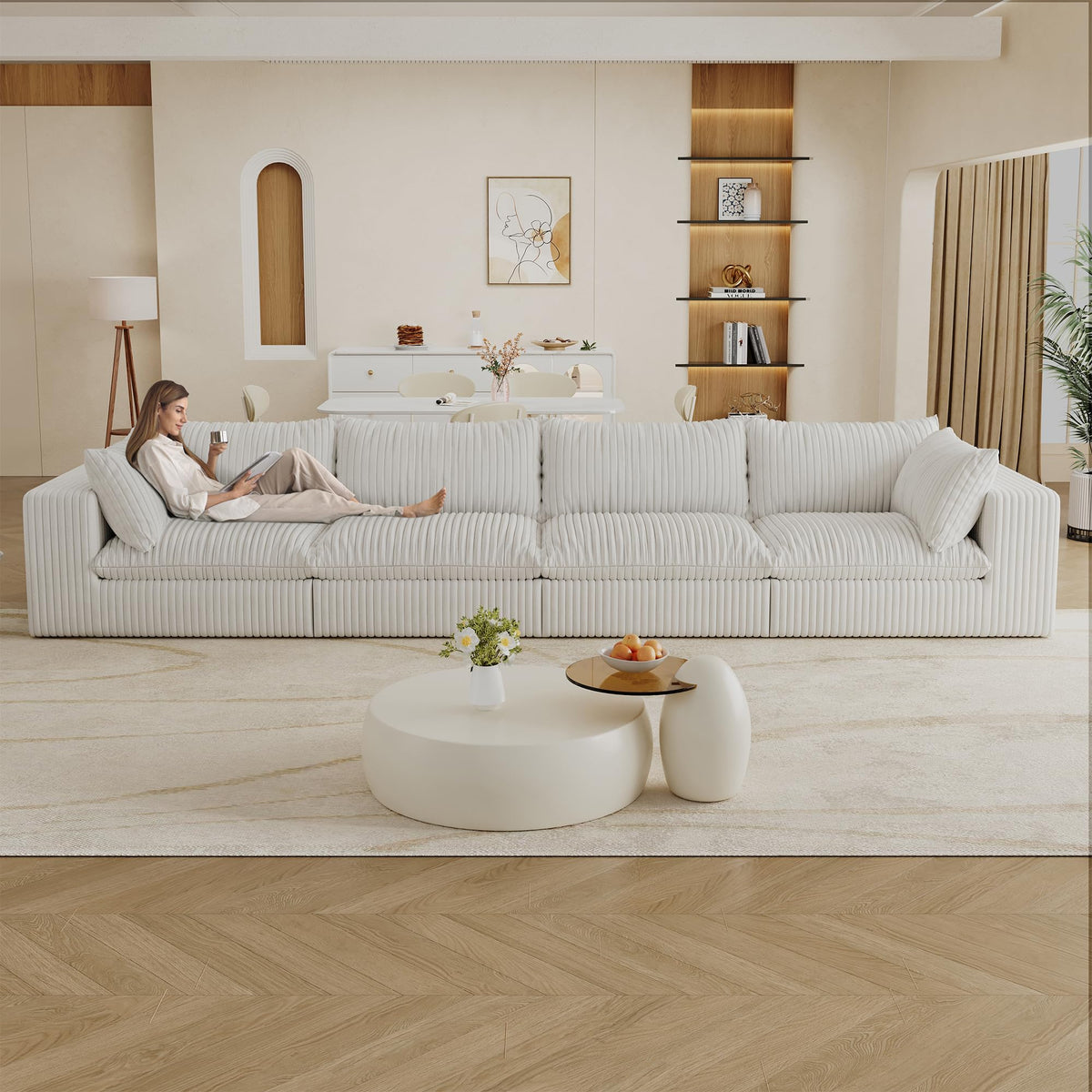 100.39" Modular Sectional Sofa with Flexible Layout, No Assembly Required