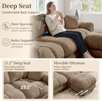 103.9" Modular Cloud Couch, Oversize U-Shaped Sectional Sofa with Ottoman, Deep Seat Chenille Couch, Anti-Slip Design, Modern 3-Seater Sofa for Living Room/Apartment/Bedroom, Brown