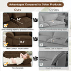 104'' Modular Sectional Couches, Cloud L Shaped Sofa for Living Room, Brown
